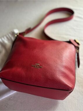 COACH Val Duffle Red Pebbled Leather Crossbody/Shoulder Bag
